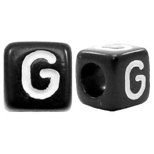 Letterkralen vierkant Ø3,6mm letters G Zwart 6mm - 10 stuks-Kraaltjes van Renate