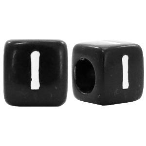 Letterkralen vierkant Ø3,6mm letters I Zwart 6mm - 10 stuks-Kraaltjes van Renate