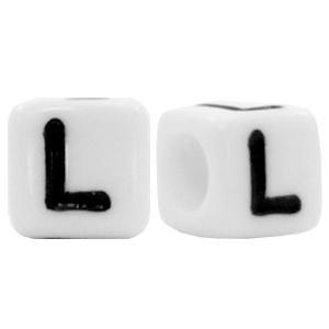 Letterkralen vierkant Ø3,6mm letters L Wit 6mm - 10 stuks-Kraaltjes van Renate