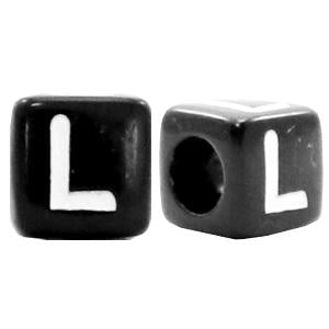 Letterkralen vierkant Ø3,6mm letters L Zwart 6mm - 10 stuks-Kraaltjes van Renate