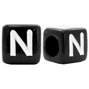 Letterkralen vierkant Ø3,6mm letters N Zwart 6mm - 10 stuks-Kraaltjes van Renate