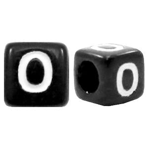 Letterkralen vierkant Ø3,6mm letters O Zwart 6mm - 10 stuks-Kraaltjes van Renate