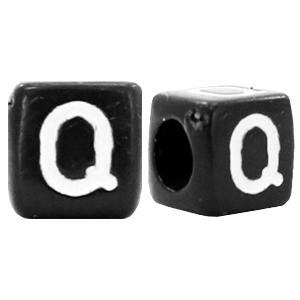 Letterkralen vierkant Ø3,6mm letters Q Zwart 6mm - 10 stuks-Kraaltjes van Renate