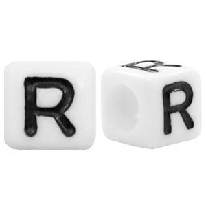 Letterkralen vierkant Ø3,6mm letters R Wit 6mm - 10 stuks-Kraaltjes van Renate