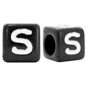 Letterkralen vierkant Ø3,6mm letters S Zwart 6mm - 10 stuks-Kraaltjes van Renate