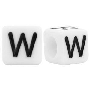 Letterkralen vierkant Ø3,6mm letters W Wit 6mm - 10 stuks-Kraaltjes van Renate