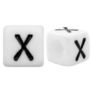 Letterkralen vierkant Ø3,6mm letters X Wit 6mm - 10 stuks-Kraaltjes van Renate