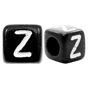 Letterkralen vierkant Ø3,6mm letters Z Zwart 6mm - 10 stuks-Kraaltjes van Renate