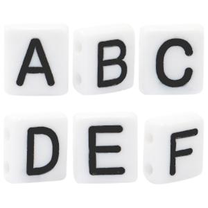 Letterkralen vierkant wit-zwart 8mm - 70 stuks-Kraaltjes van Renate