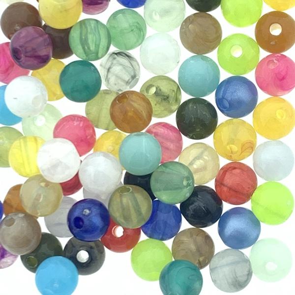 Acryl Stone rond mix 6mm - 70 stuks-Kraaltjes van Renate