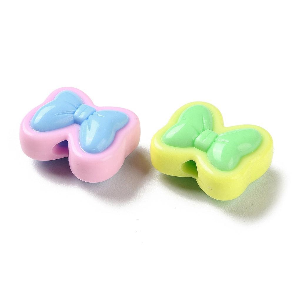 Acryl Strikje multicolor 17x20x10mm Ø3,7mm - per 5 stuks-Kralen-Kraaltjes van Renate
