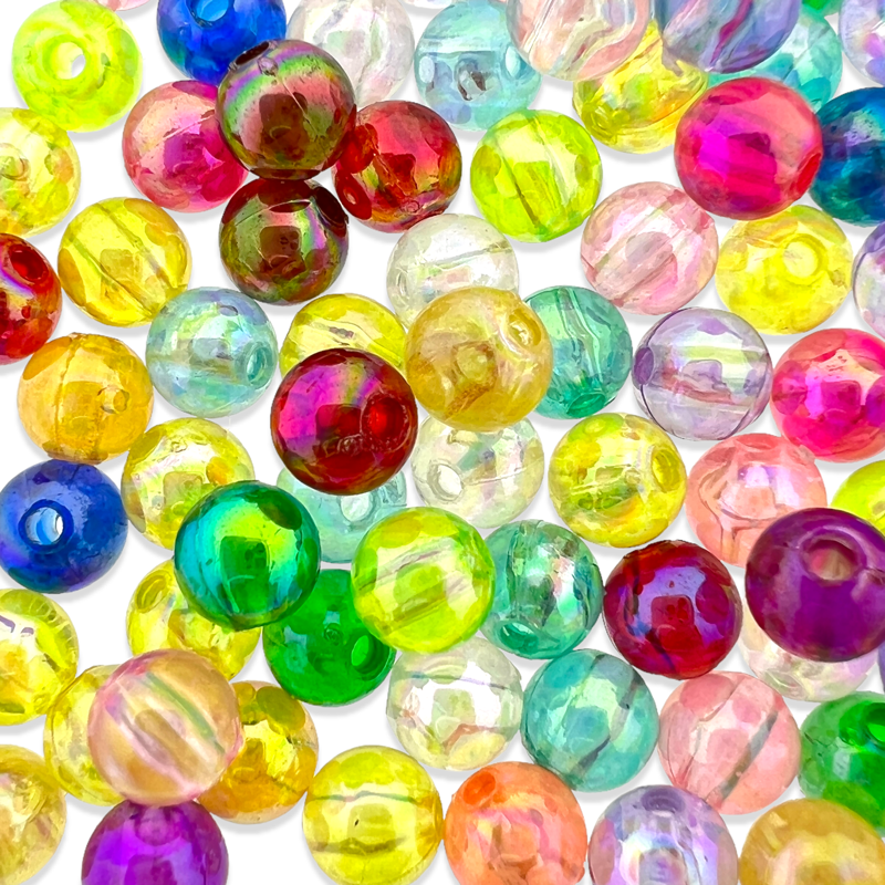 Acryl Transparant AB rond mix 6mm - ±70 stuks-Kralen-Kraaltjes van Renate