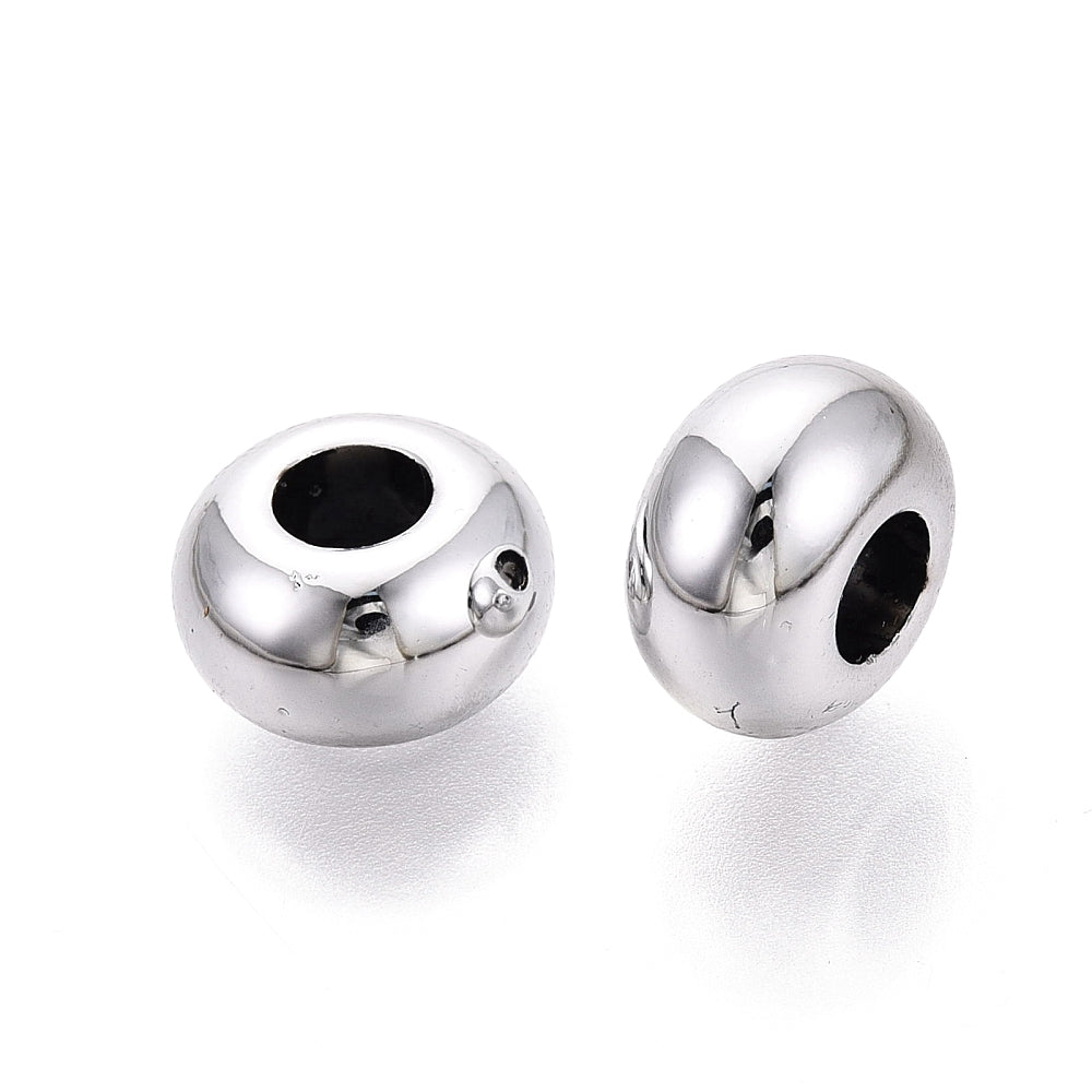 Acryl Kralen Groot Gat Rondel Zilver 13.5x8mm - 25 stuks-Kralen-Kraaltjes van Renate