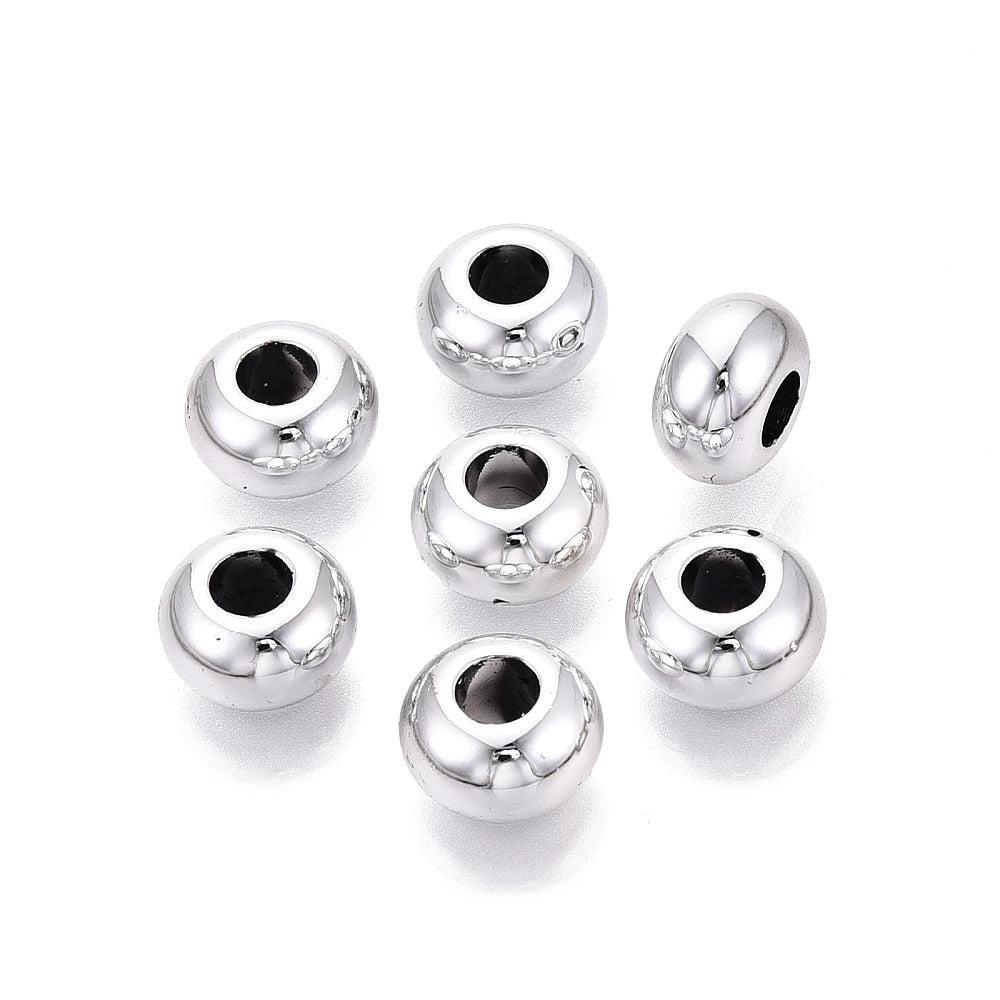 Acryl Kralen Groot Gat Rondel Zilver 13.5x8mm - 25 stuks-Kralen-Kraaltjes van Renate