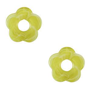 Acryl bedel bloem Lime green 27mm-bedels-Kraaltjes van Renate