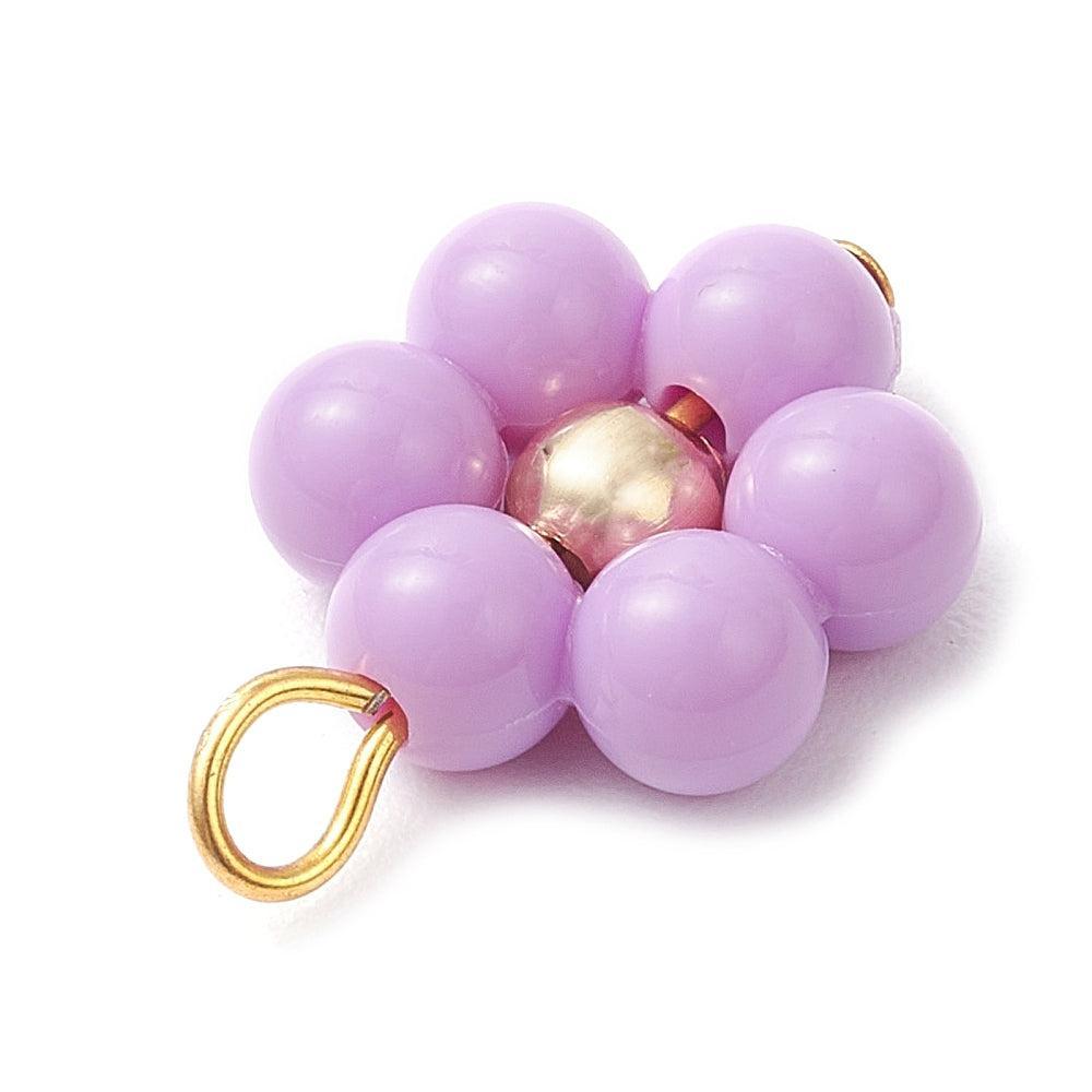 Acryl bedel bloem Multicolor 22,5x15,5mm 5 Stuks-bedels-Kraaltjes van Renate