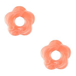 Acryl bedel bloem Peachy orange 27mm-bedels-Kraaltjes van Renate