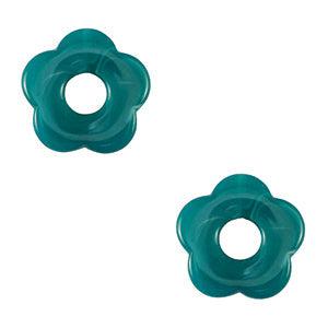 Acryl bedel bloem Teal blue 27mm-bedels-Kraaltjes van Renate