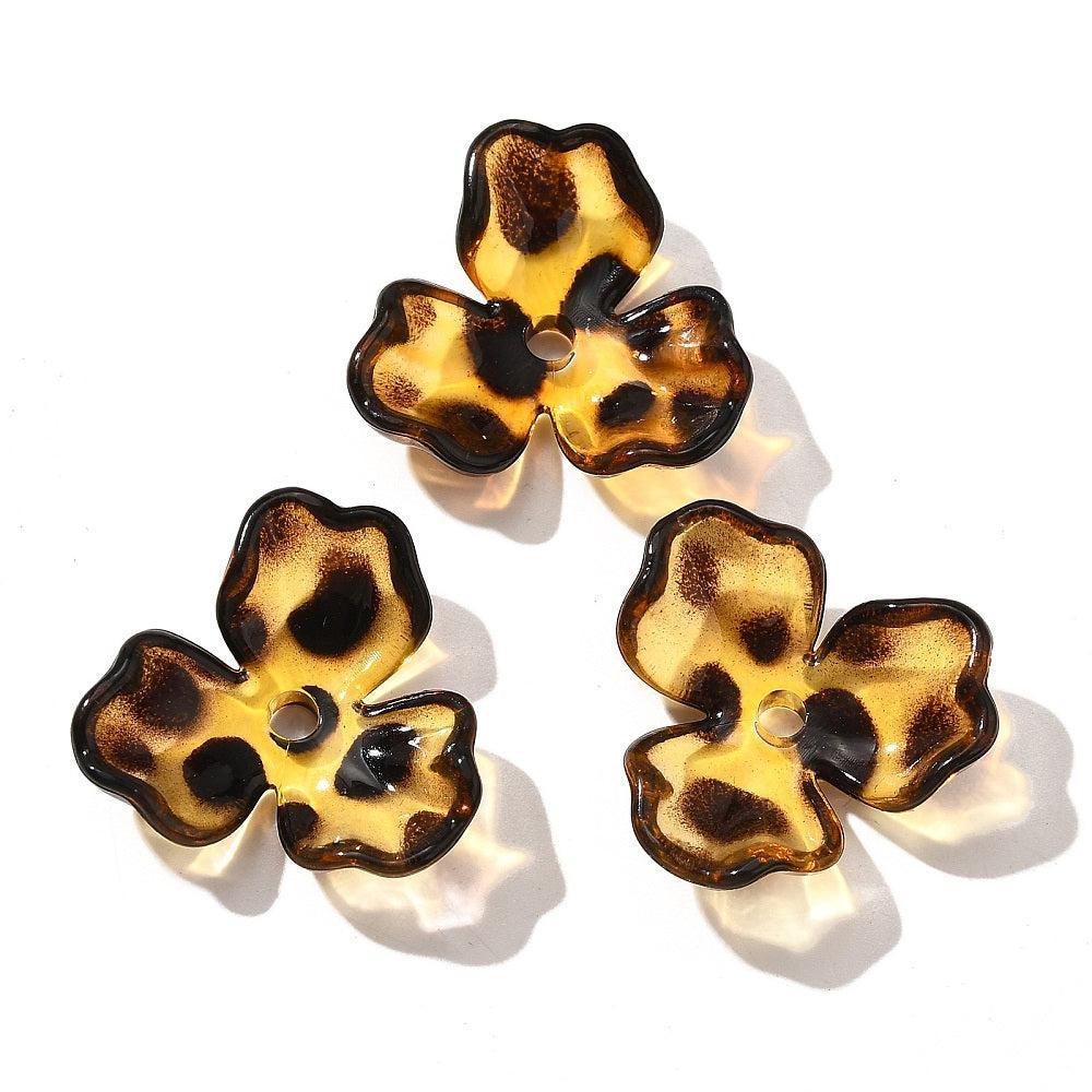 Acryl bedel bloem luipaard 25,5mm - per stuk-Kralen-Kraaltjes van Renate