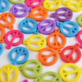 Acryl bedel peace gemixt 19mm - 40 stuks-Kraaltjes van Renate