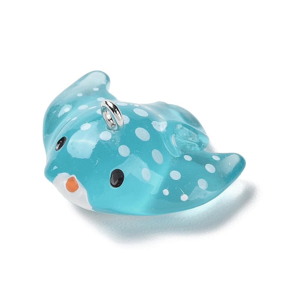 Acryl bedel skate fish blauw 13x25x21.5mm-bedels-Kraaltjes van Renate