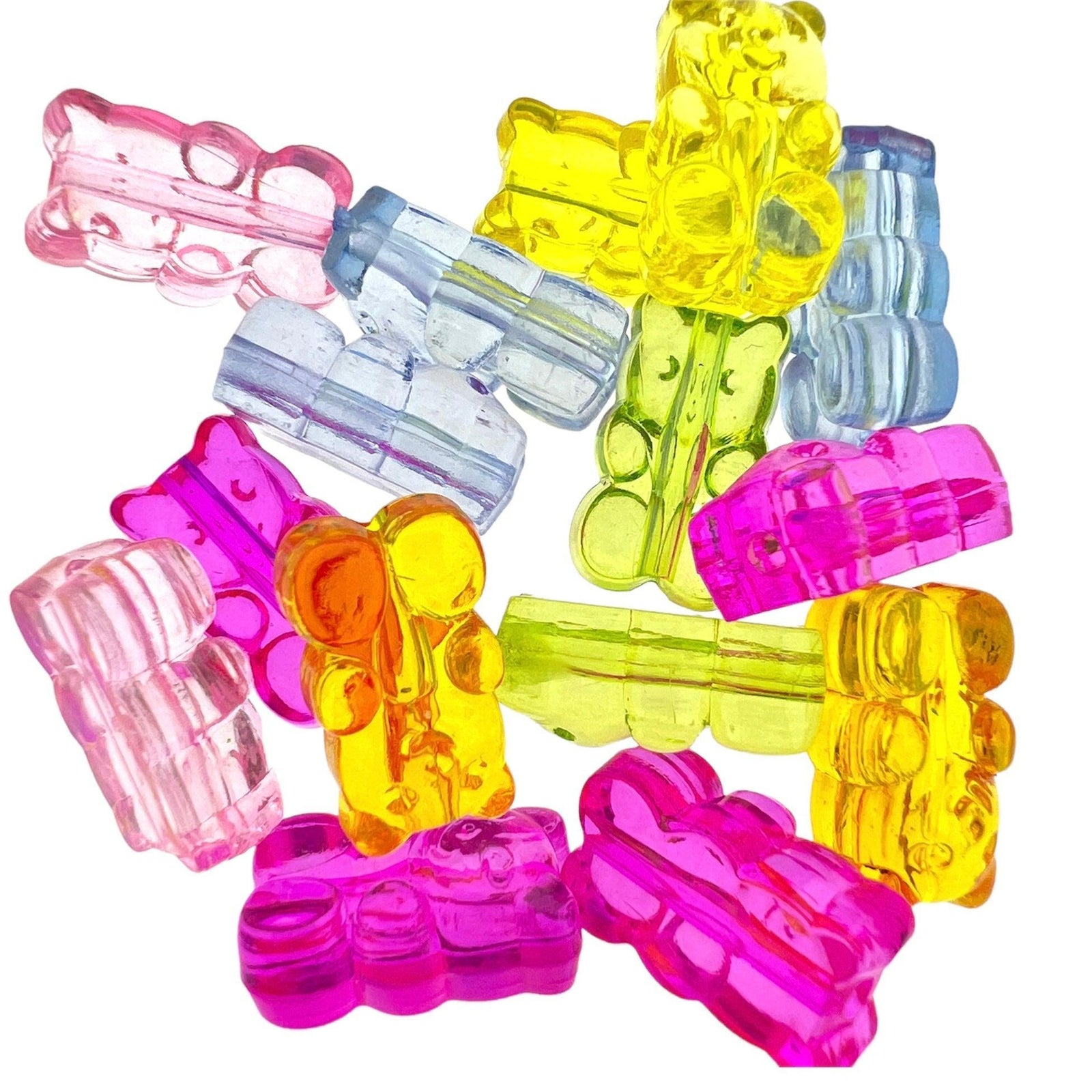 Acryl beren gekleurde mix 16x10x7mm- 15 stuks-Kralen-Kraaltjes van Renate