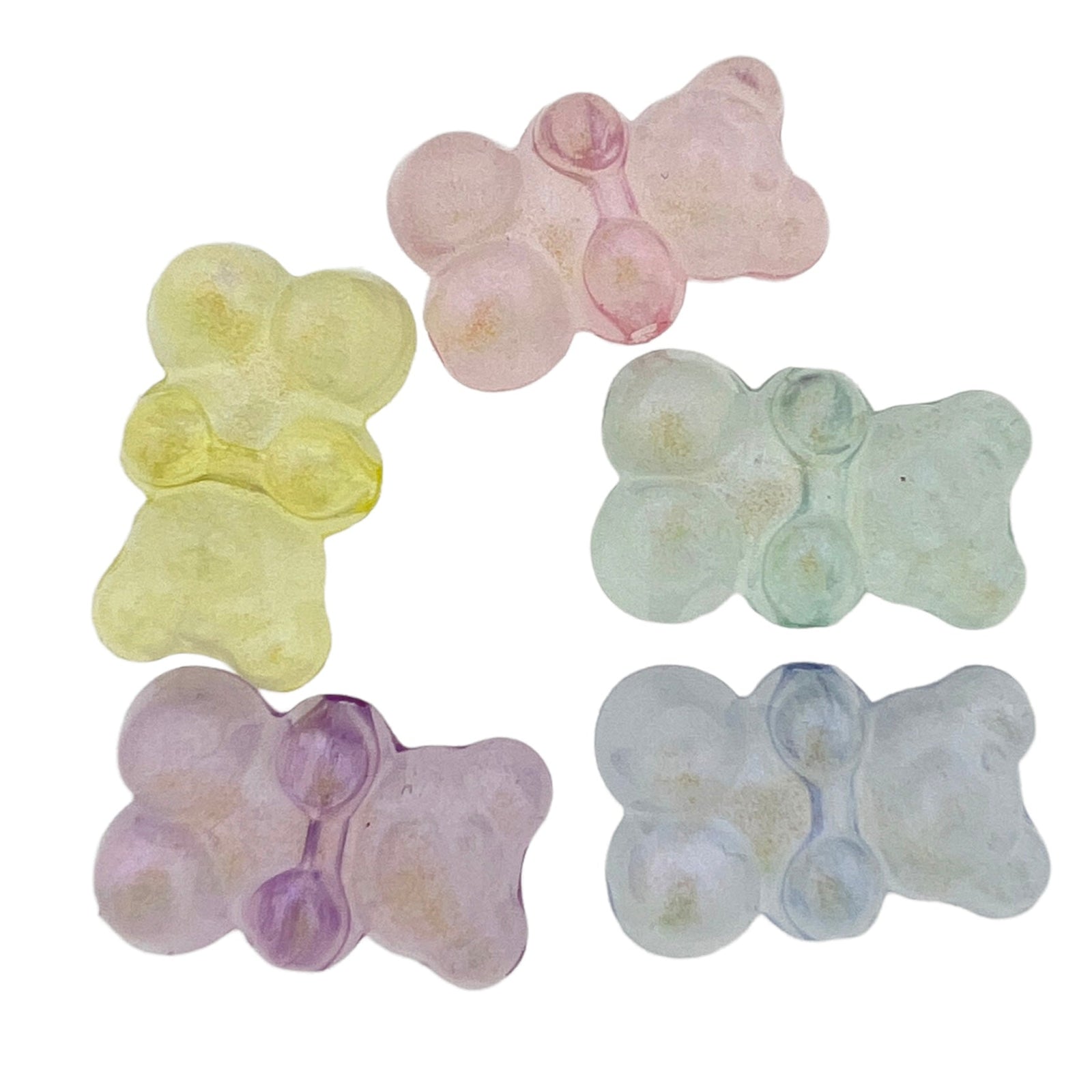 Acryl beren gekleurde pastel mix 18.5x12x8mm- 5 stuks-Kralen-Kraaltjes van Renate