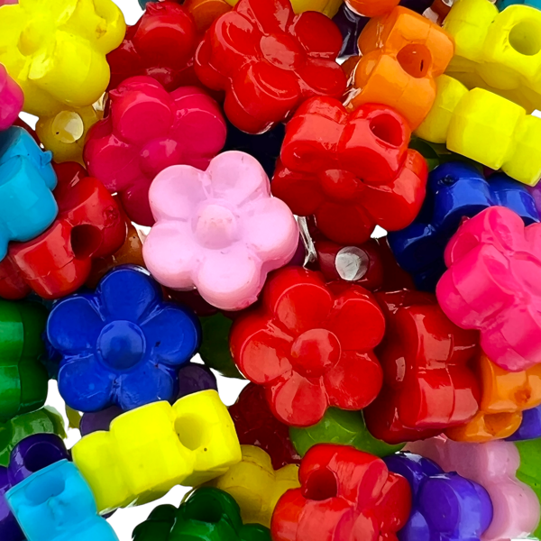 Acryl bloem Multicolor 8,5x4mm - 80 stuks-Kralen-Kraaltjes van Renate