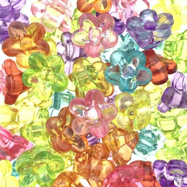 Acryl bloem transparant multicolor 10mm - 50 stuks-Kraaltjes van Renate