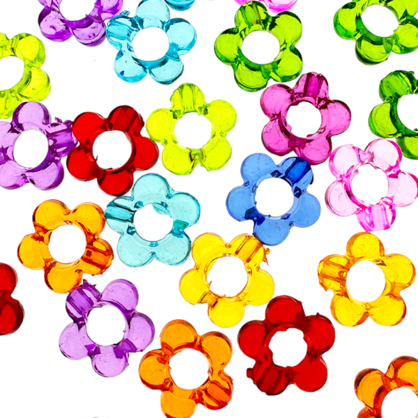 Acryl bloemen gekleurde mix 13x13x4mm- 35 stuks-Kralen-Kraaltjes van Renate