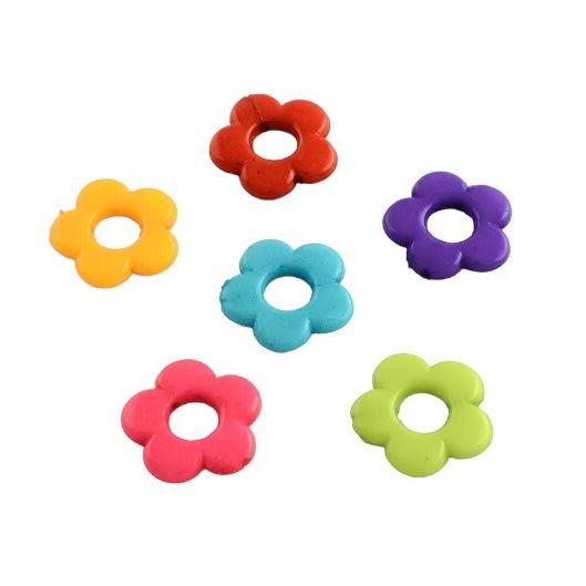 Acryl bloemen mix multicolor 20x4mm- per 20 stuks-bedels-Kraaltjes van Renate