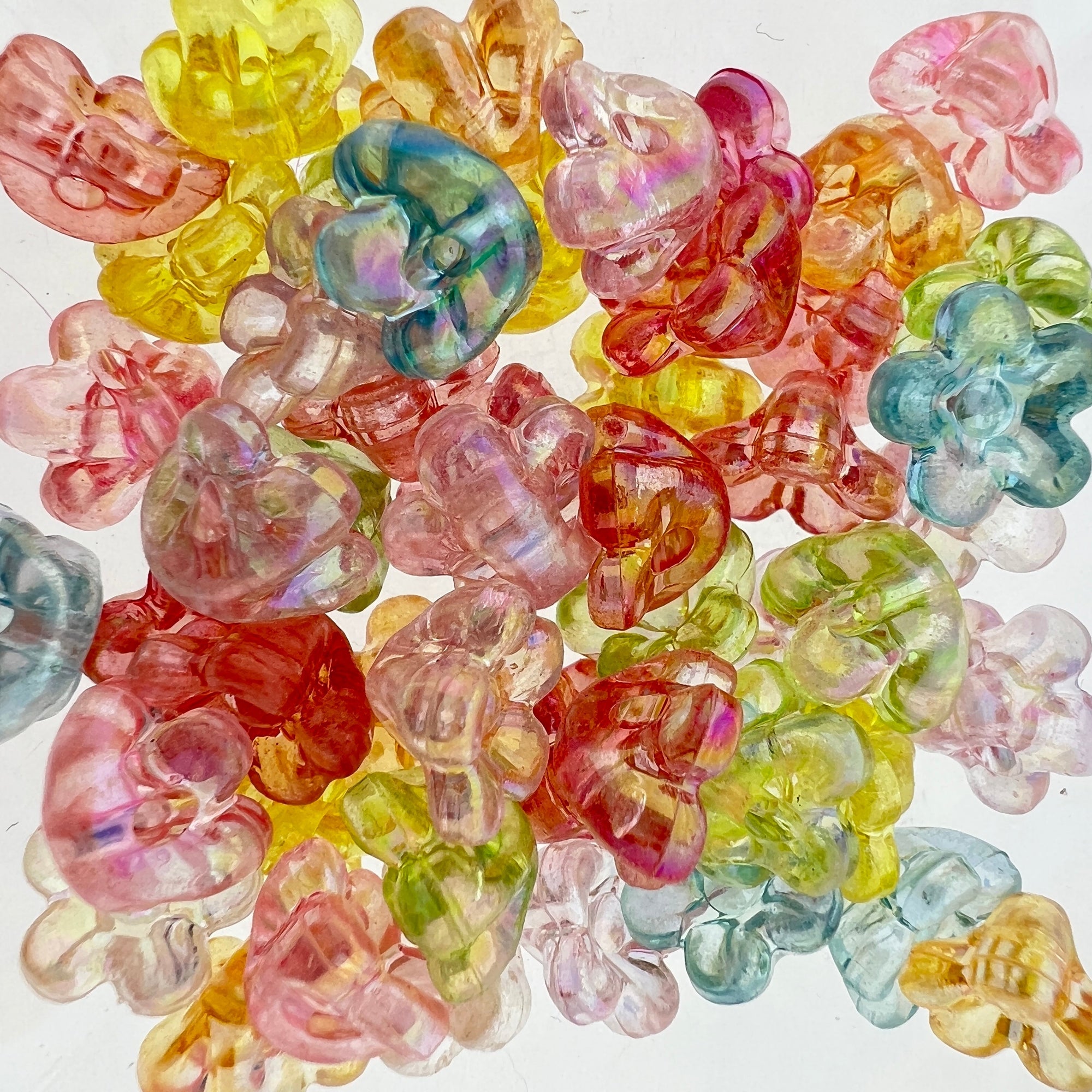 Acryl bloemetjes Multicolor rainbow - 50 stuks-Kralen-Kraaltjes van Renate