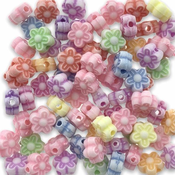 Acryl bloemetjes mini multicolor 7x4mm - ±75 stuks-Kraaltjes van Renate