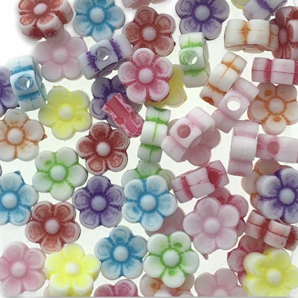 Acryl bloemetjes multicolor 8mm - 60 stuks-Kraaltjes van Renate