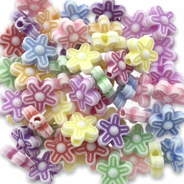 Acryl bloemetjes multicolor 9x5mm - ±55 stuks-Kraaltjes van Renate