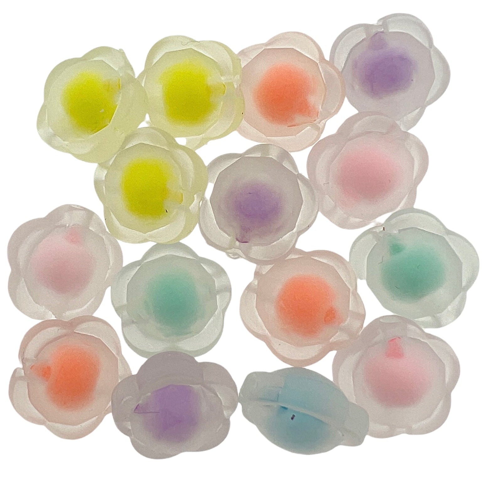 Acryl bloemetjes pastel clear matt 12mm - 16 stuks-Kralen-Kraaltjes van Renate