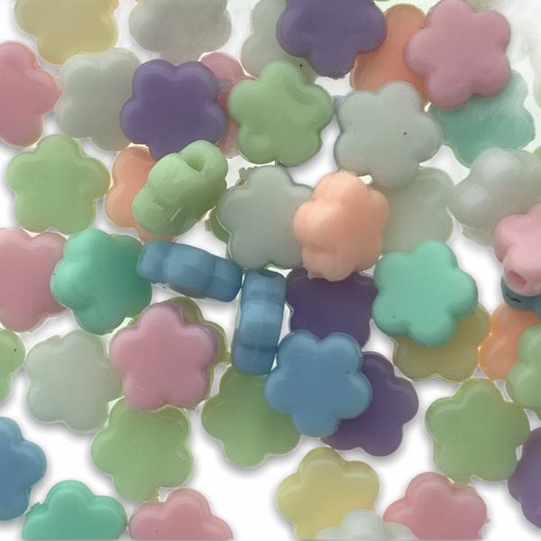 Acryl bloemetjes pastel multicolor 9mm - 60 stuks-Kraaltjes van Renate
