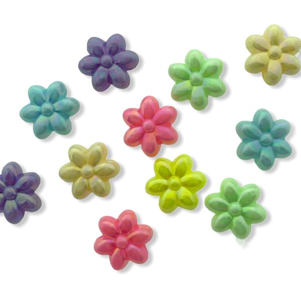 Acryl bloemetjes pastel shiny AB mix 10mm - 50 stuks-Kraaltjes van Renate