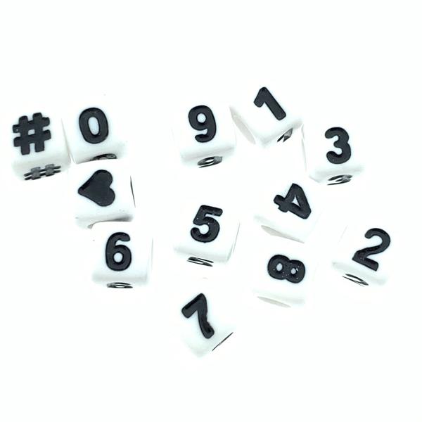 Acryl cijferkralen 0-9 Wit 7mm - 12 stuks-Kraaltjes van Renate