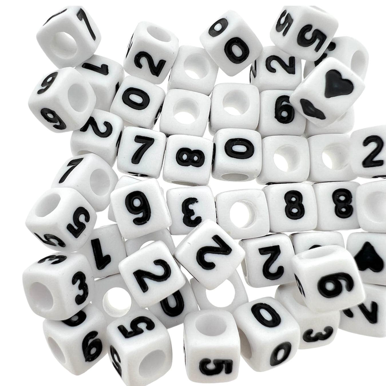 Acryl cijferkralen 0-9 wit 7mm - ±50 stuks-Kralen-Kraaltjes van Renate