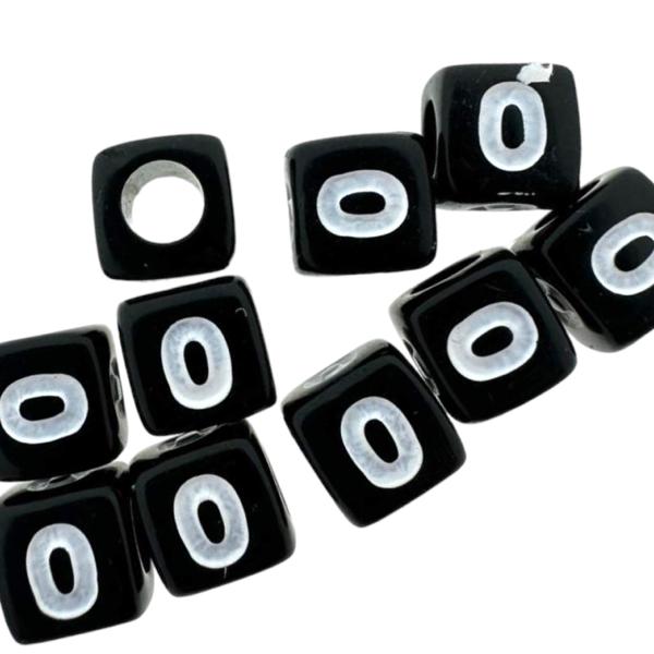 Acryl cijferkralen vierkant Ø3,6mm 0 zwart 6mm - 10 stuks-Kralen-Kraaltjes van Renate