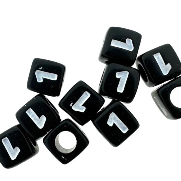 Acryl cijferkralen vierkant Ø3,6mm 1 zwart 6mm - 10 stuks-Kralen-Kraaltjes van Renate