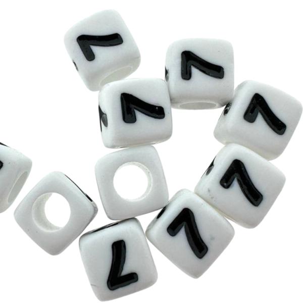 Acryl cijferkralen vierkant Ø3,6mm 7 Wit 6mm - 10 stuks-Kralen-Kraaltjes van Renate