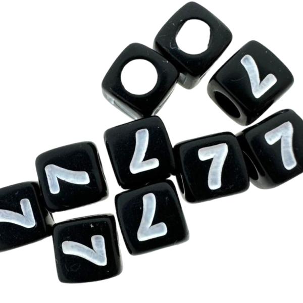 Acryl cijferkralen vierkant Ø3,6mm 7 zwart 6mm - 10 stuks-Kralen-Kraaltjes van Renate