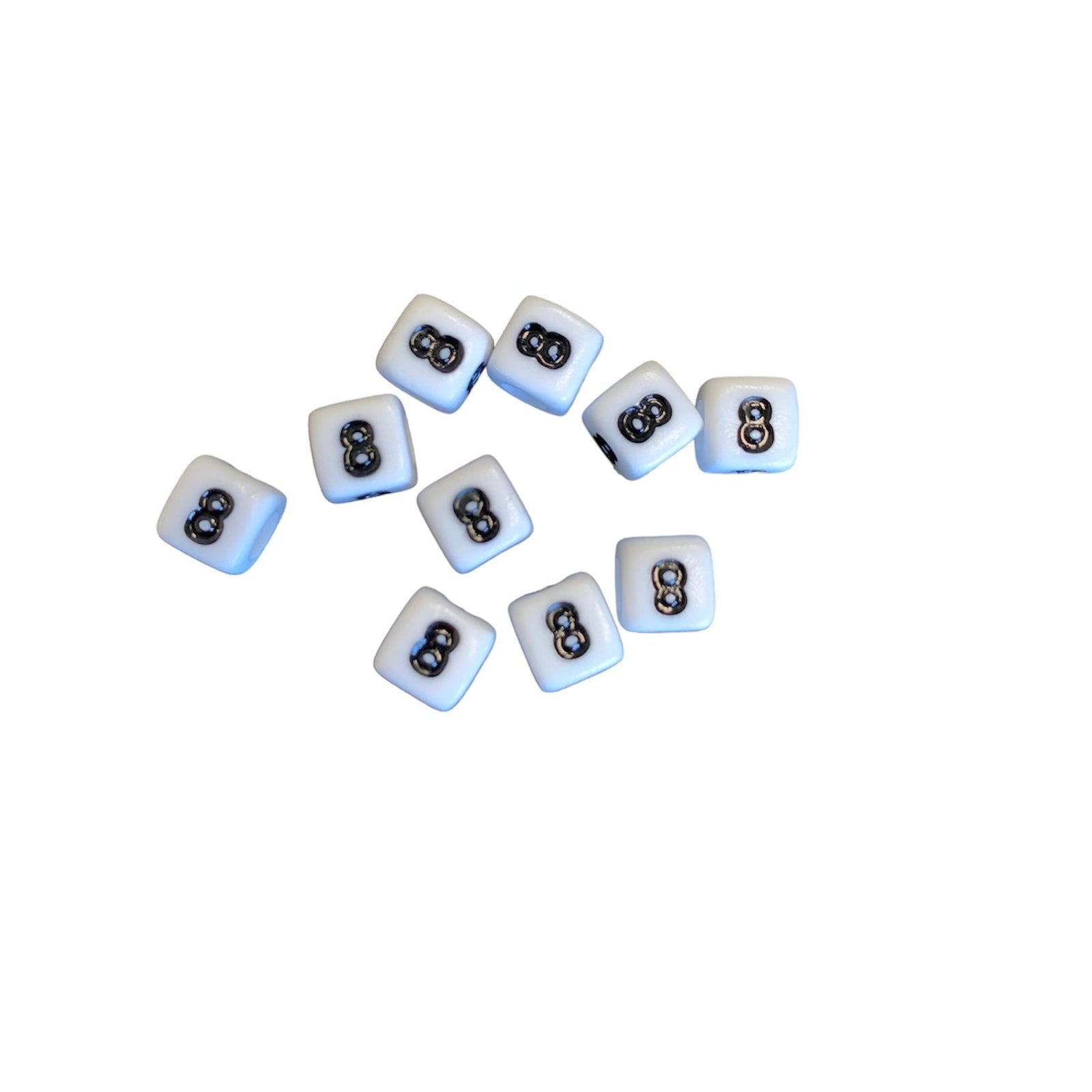 Acryl cijferkralen vierkant Ø3,6mm 8 Wit 6mm - 10 stuks-Kralen-Kraaltjes van Renate