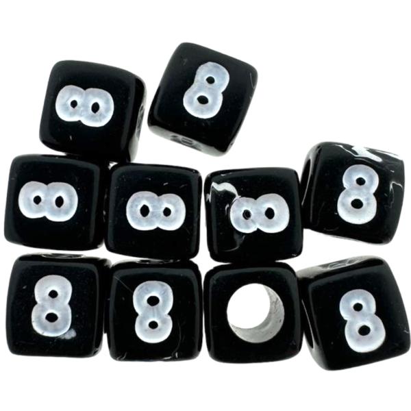 Acryl cijferkralen vierkant Ø3,6mm 8 zwart 6mm - 10 stuks-Kralen-Kraaltjes van Renate