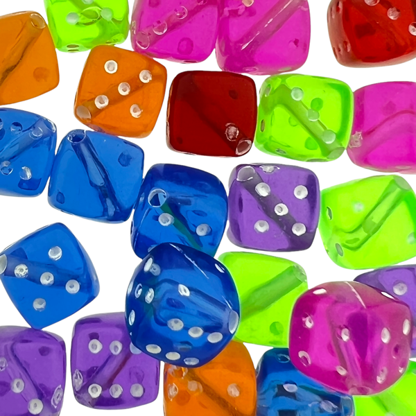 Acryl dobbelsteen mix 8mm - 25 stuks-Kralen-Kraaltjes van Renate