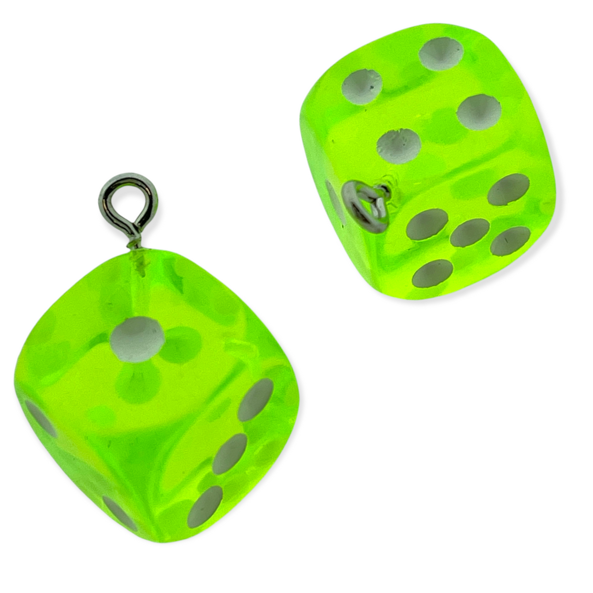 Resin hanger Lucky Dice Fel groen 23x19mm-bedels-Kraaltjes van Renate