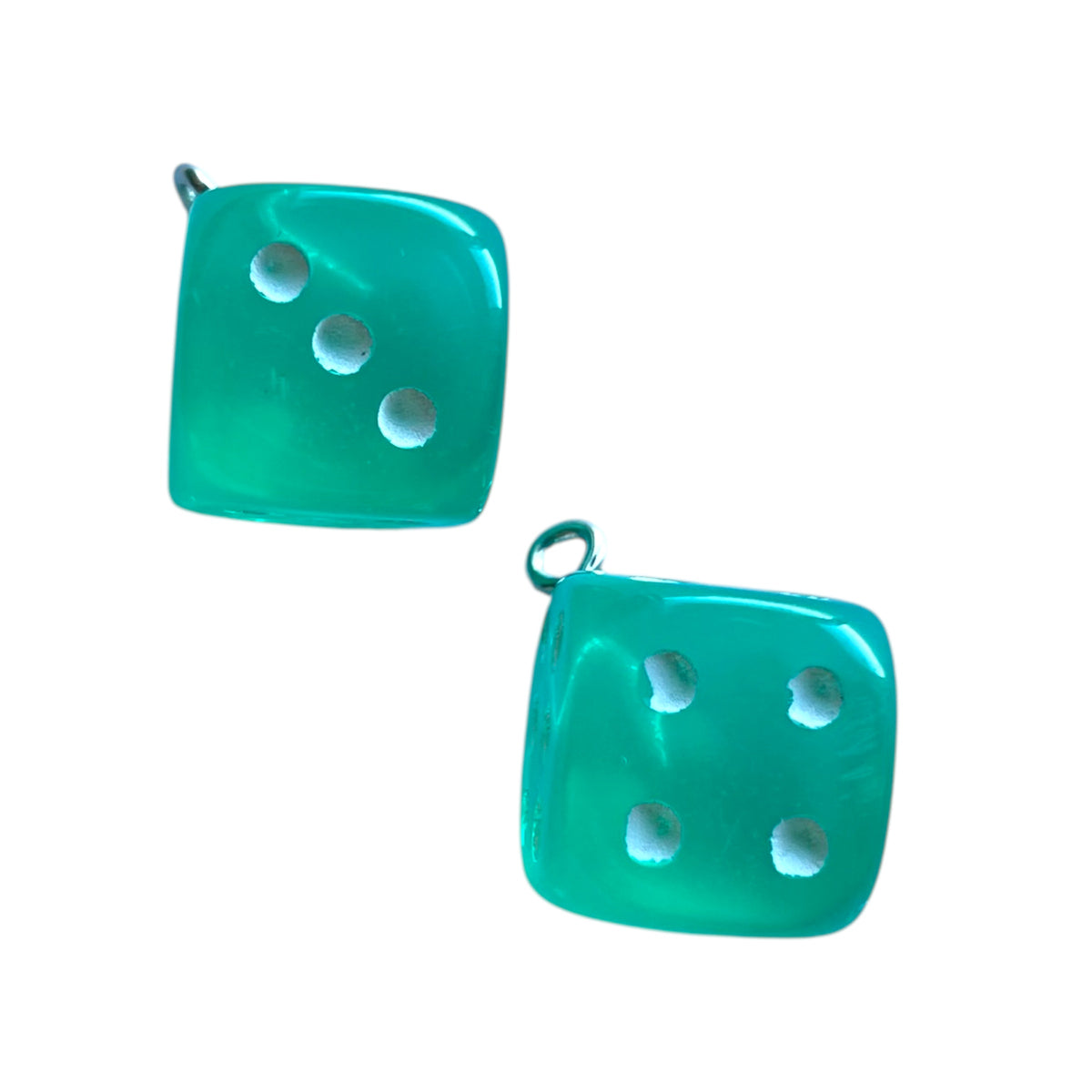 Acryl emaille hanger Lucky Dice Groen 23mm- per stuk-bedels-Kraaltjes van Renate
