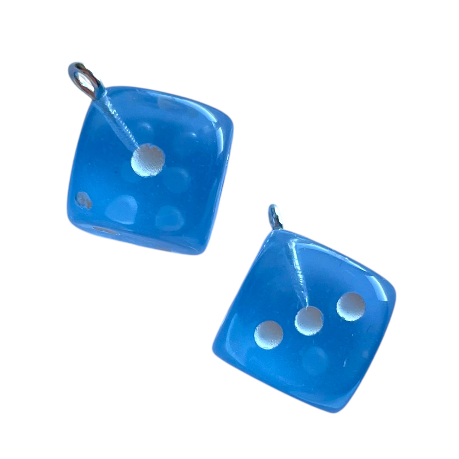 Acryl emaille hanger Lucky Dice Lichtblauw 23mm- per stuk-bedels-Kraaltjes van Renate